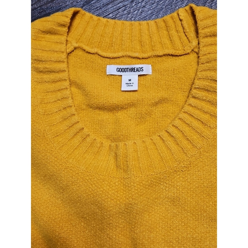 Goodthreads Women Medium Long Ruffle Sleeve Knit Sweater In Yellow - Picture 9 of 11